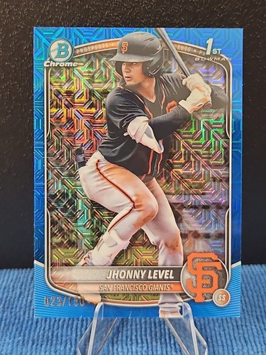 2025 1st Bowman BCP-147 Jhonny Level Giants Chrome Blue Mojo Refractor /150