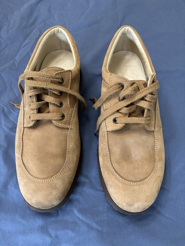 Hogan Sneakers Shoes Men's 10.5 Tan Suede Leather Lace Up Casual Comfort