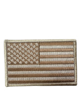 American Flag Tan Embroidered Iron On Patch - America US USA Patriotic  160-D
