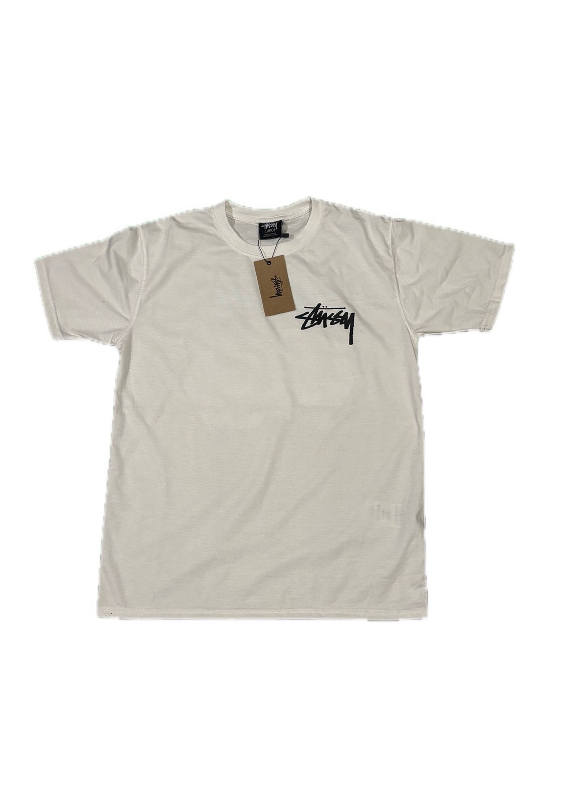 Stussy White T-Shirt Printed Graphic - Size Medium 