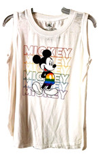 Disney Store White Mickey Mouse Pride Rainbow T-Shirt Ladies Medium New