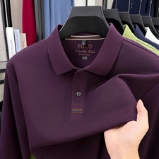 100 Breathable Cotton Men's 2025 Autumn Long-Sleeve Polo Shirt - Classic Cotto