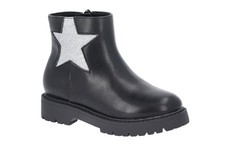 Wonder Nation Toddler Girls Glitter Star Black Chelsea Boots Various Sizes NEW
