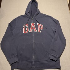 Gap Arch Full Zip Hoodie Tapestry Navy Red Letters Mens XL Spellout
