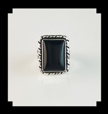 Handcrafted Sterling and Onyx Ring Sizes 6 3/4 and 7 1/2