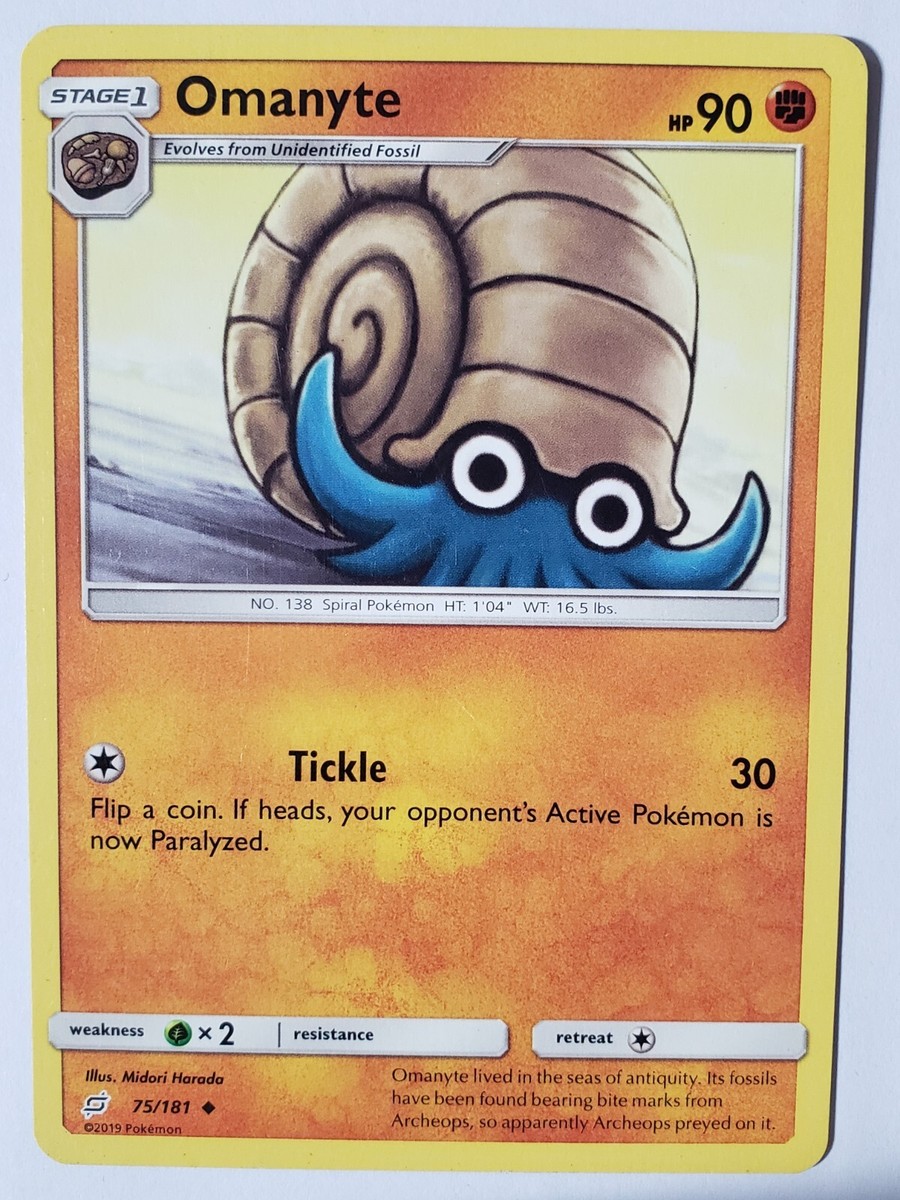 Omanyte 75/181 PL - Team Up Sun Moon Pokemon Card - Midori Harada