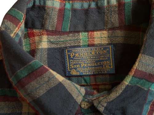 Sir Pendleton 100% pure virgin wool plaid check flannel button up youth XL Boys - Picture 4 of 7