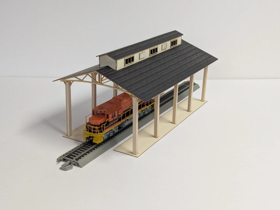 Kit de estação de galpão de trem - Galpão de vagão de carga escala HO - Construção de oficina de reparo de motores - Imagem 4 de 4