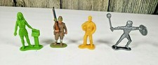 Mixed Lot Plastic Figures Various Colors Lot Of 4 Warrior Space Military Vintage