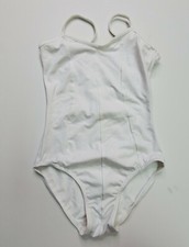 Mirella Girl's Princess V-Front Camisole Dance Leotard size P white straps dance