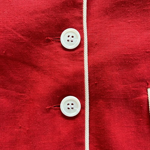 BCBG Paris Red Linen Short Sleeve Jacket Top Lined USA Preppy Chic VTG XS/S - Picture 6 of 16