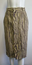 VIntage 1990 RALPH LAUREN COUNTRY brown wood print buttoned straight skirt sz S