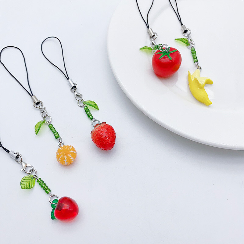 Strawberry Banana Fruits Keychain Pendant Kawaii Key Chain Bag Beaded