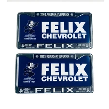 2 Metal Chrome Frames with 2 Plastic Blue Inserts