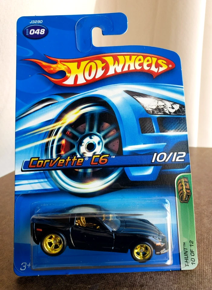 Hot Wheels CORVETTE C6 Black #048 2006 TREASURE HUNTS #10/12 T-HUNT 1:64 Gold RR - Image 2 of 4
