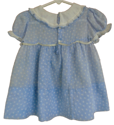 VINTAGE BABY DRESS LIGHT BLUE COTTON WHITE COLLAR | eBay