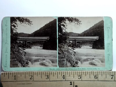 Bellow's Falls Bridge Vermont Stereoview Antique c1870s Y20273
