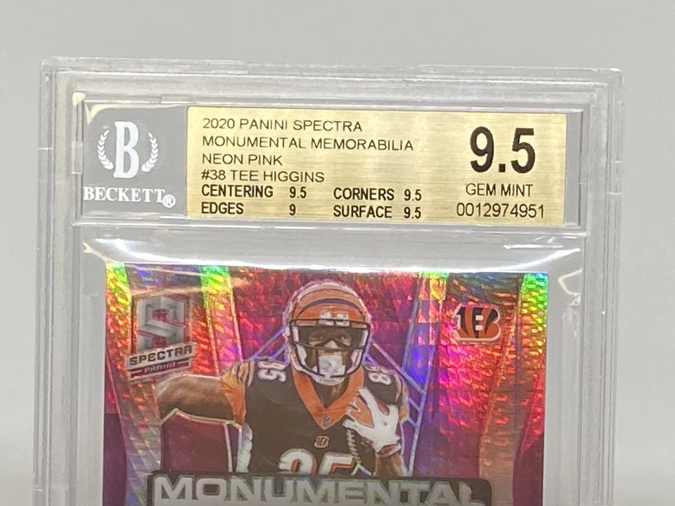 2020 Spectra Tee Higgins Monumental Neon  Rookie RC RPA  /15 BGS 9.5 GEM POP 1 - Image 4 of 4