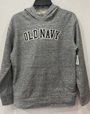 Old Navy Boys Size XL 14/16 Pullover Logo Hoodie Kanga Pocket Heather Grey  NWT