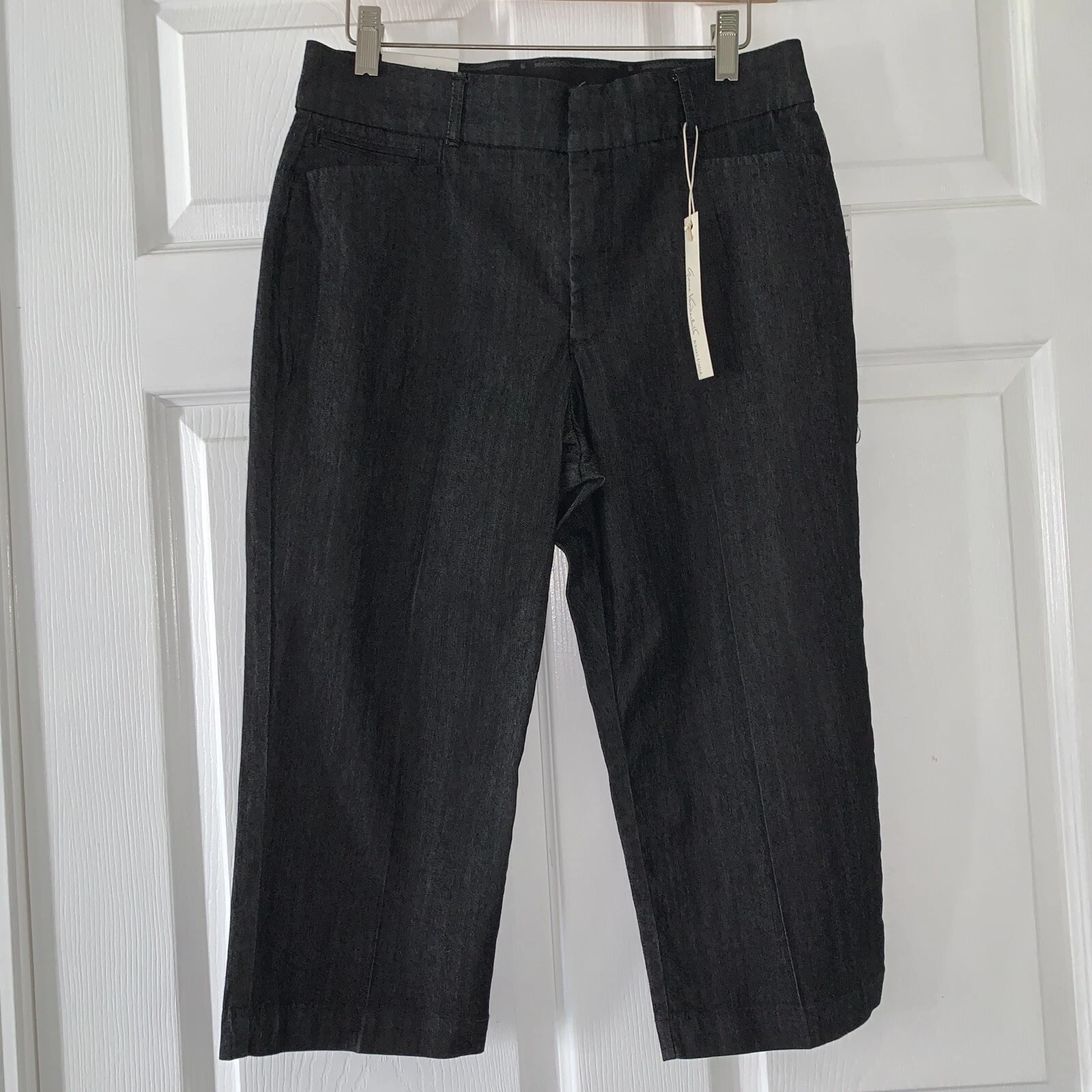 Women’s 6 GLORIA VANDERBILT Black Rinse Charlene Capri Pants Cotton Stretch NWT