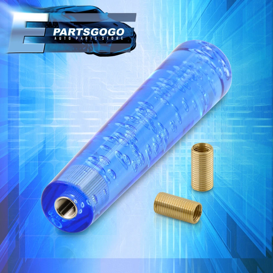 For BMW 200mm Bubble Extended Shift Knob Lever Track M8 M10 M12 Adapter Kit Blue - Image 3 of 3