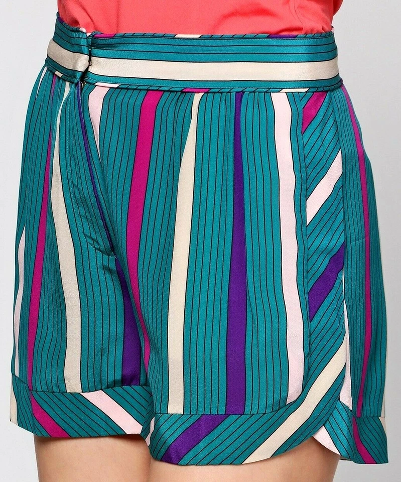 Pantalones Cortos de Verano SEE BY CHLOE 100% Seda Rayas S M L Mini Suave Cintura Alta Diseñador Foto 2 de 4