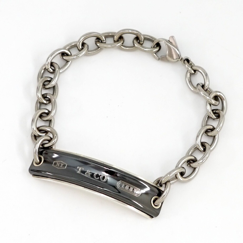 Tiffany & Co. 1837 Titanium Bar Chain Bracelet 7.6