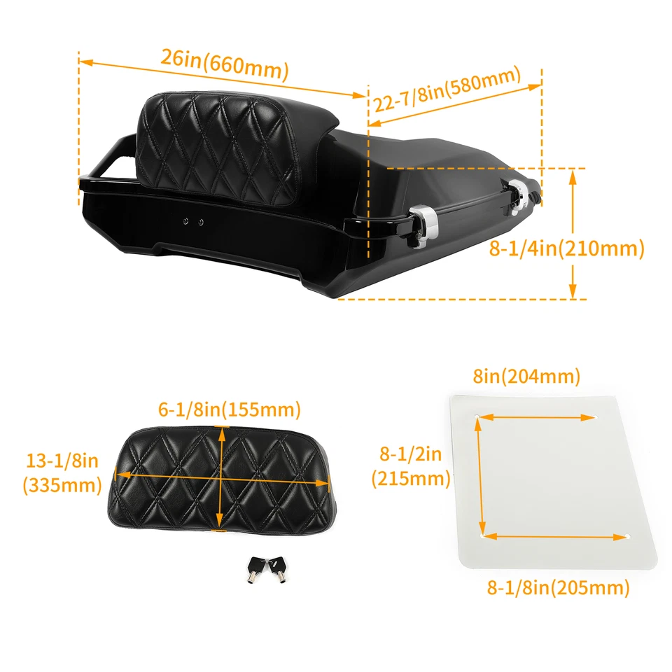 Paquete de afeitadoras negro respaldo de maletero apto para maletero Harley Street Glide 97-24 Foto 2 de 4