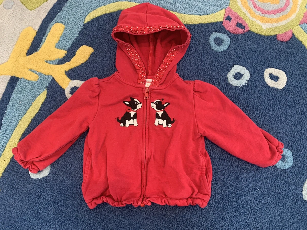 Gymboree Girls 18 24 Months Poppy Love Boston Terrier Dogs Red Hoodie Cardigan