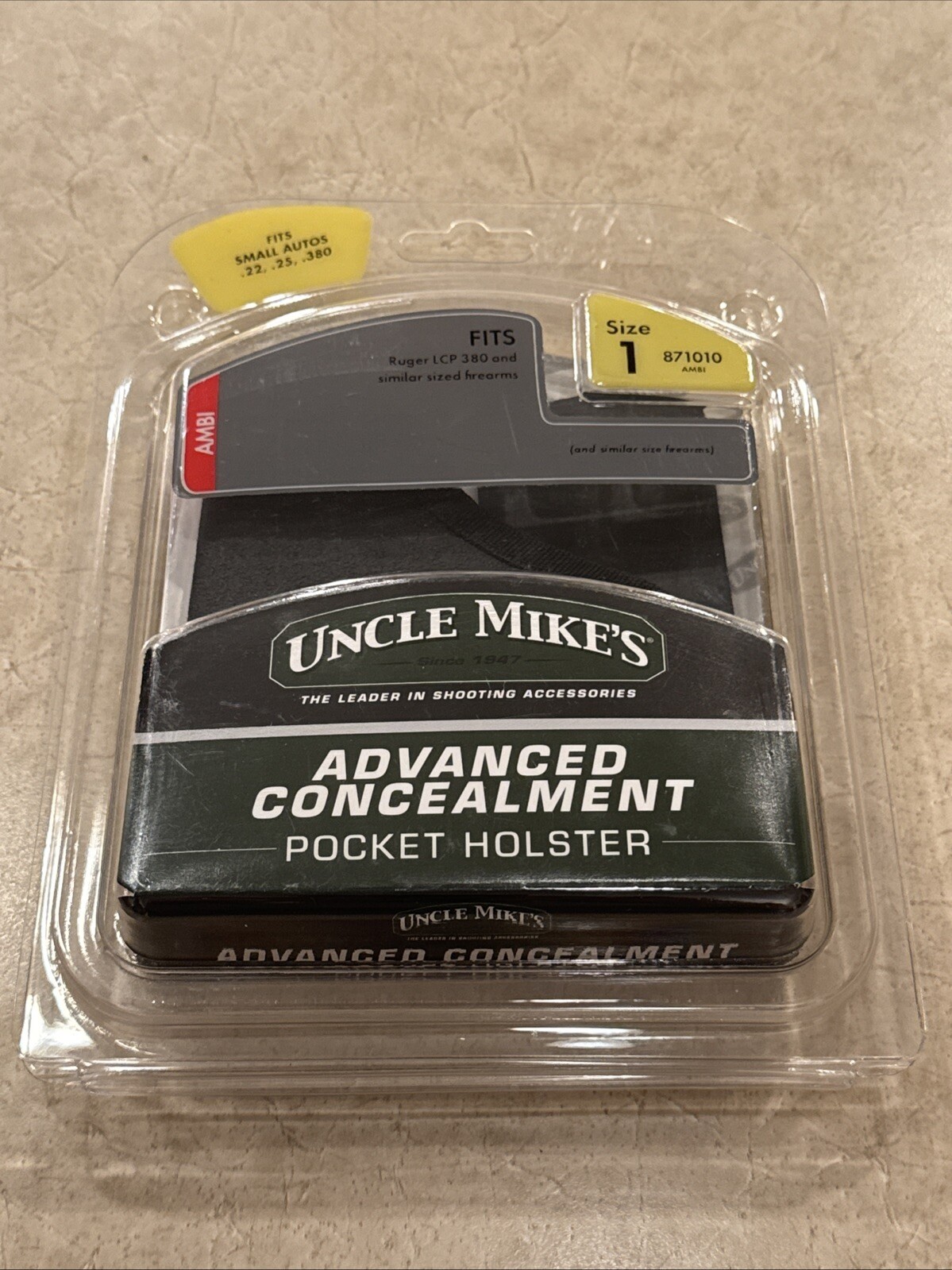 Uncle Mike's Concealment Pocket Holster Size 1 - For Ruger LCP 380 & .22 Autos