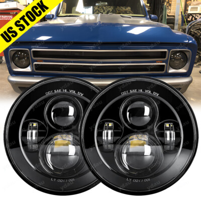Pair 7'' Inch Round LED Headlights Projector Hi/Lo Beam For 1963-1978 Chevy Nova