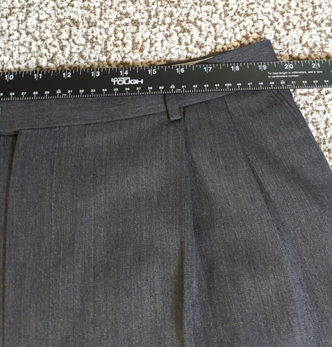 Joseph & Feiss Men 40x32tag (40x31act) Gray Wool Poly Dress Pants Pleated Cuffed - Picture 5 of 10