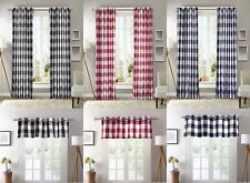 2 PC Plaid Courtyard Buffalo Checker Grommet Window Curtain Panels or 1 Valance