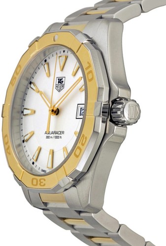 TAG Heuer Aquaracer Quartz Two Tone 18k Yellow Gold Steel Watch WAY1151.BD0912 - 第 2/4 張圖片