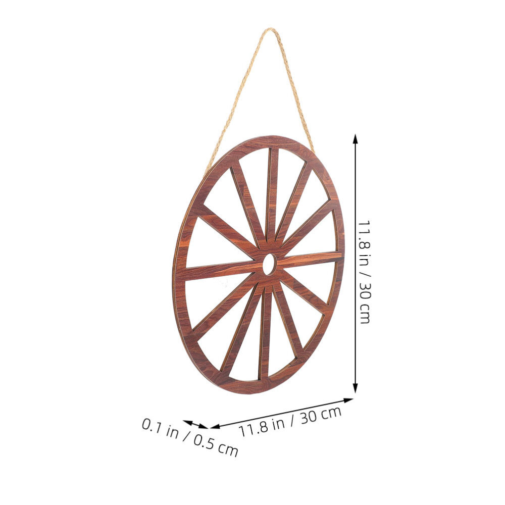 3 Decorazioni Vintage A Forma Di Ruota Di Carro In Legno - Per Parete Da 20, 25 E 30cm - Foto 6