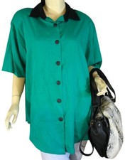 WOMEN S VINTAGE 1990 S LIVE IT UP GREEN BUTTON DOWN BLOUSE SZ 20W
