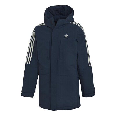 adidas Originals Mens Down Parka Coat 3 Stripe Heavy Duty Hooded Winter  Parker