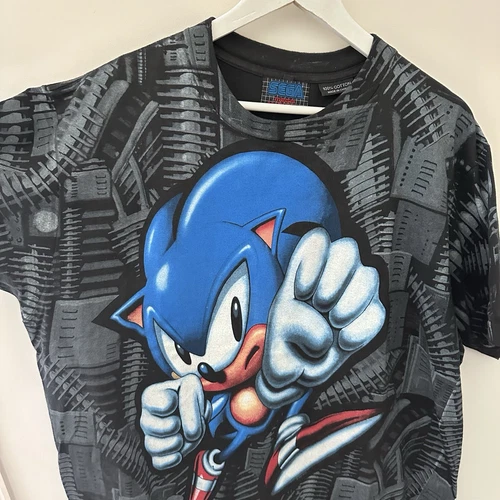 Vintage 1994 SEGA MEGA WEAR Sonic The Hedgehog AOP T Shirt - Mens Size Large - - Picture 6 of 15