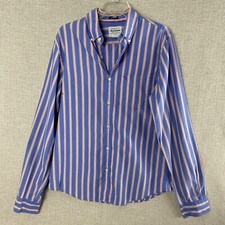 Abercrombie Fitch Muscle Button Down Shirt Mens L Blue Striped Cotton L/S