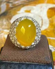 Yemeni Aqeeq Ring For Men, Carnelian Ring With Sterling Silver 925, Natural Agat