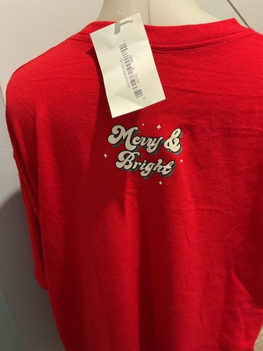 Simply Southern T-Shirt Short Sleeve Red Christmas Merry & Bright Bus Sz XL - Picture 2 of 5