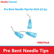 1000 Blue Etch Pre-Bent Applicator Needle Tips, 25 Gauge 10 Bags of 100 