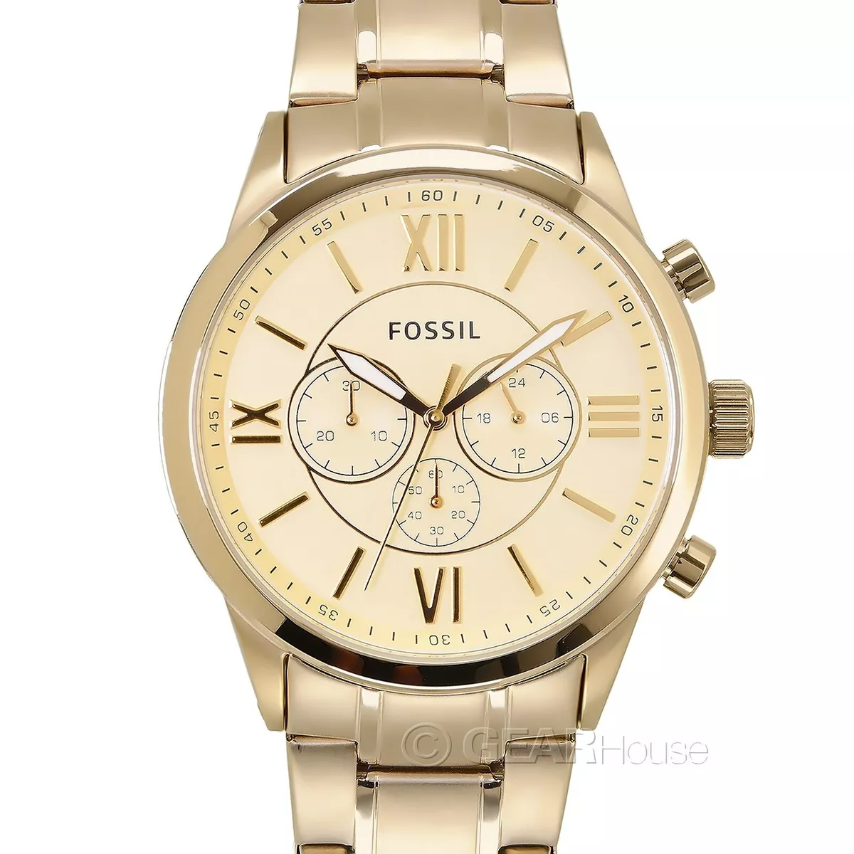 Fossil chronograph gold deals
