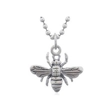 925 Sterling Silver Detailed Bee Oxidised Pendant Charm Kids Girls Women 18mm