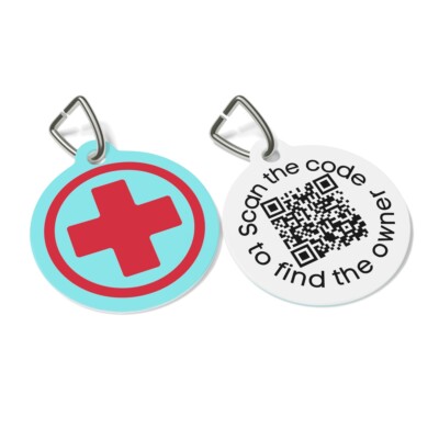 Medical Symbol QR Code Pet ID Tag for Dogs and Cats Powered by PingTags 