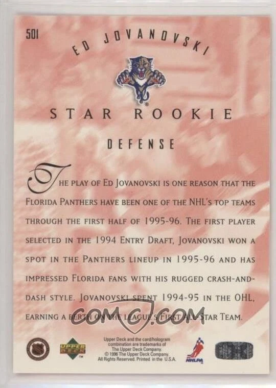 1996~97 Upper Deck Star Rookie #501 Ed Jovanovski ( RC ) Panthers MINT - Image 2 of 2