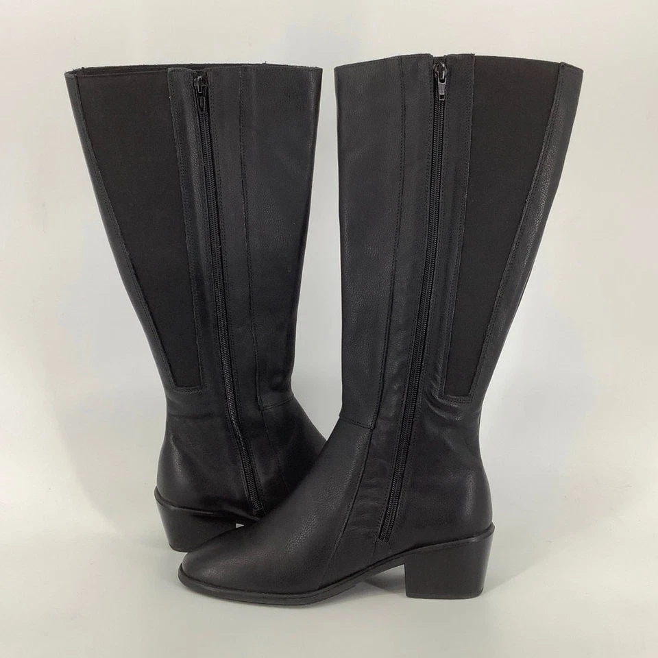 Naot Talla 38 Negro Cuero Suave Regalo Botas Hasta la Rodilla Tacón Bloque Cremallera Lateral P30-13 Foto 4 de 4