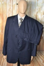 Hart Schaffner Marx Men Gold Trumpeter Stripe 2 Button Suit Sz 46R Wst 38x30