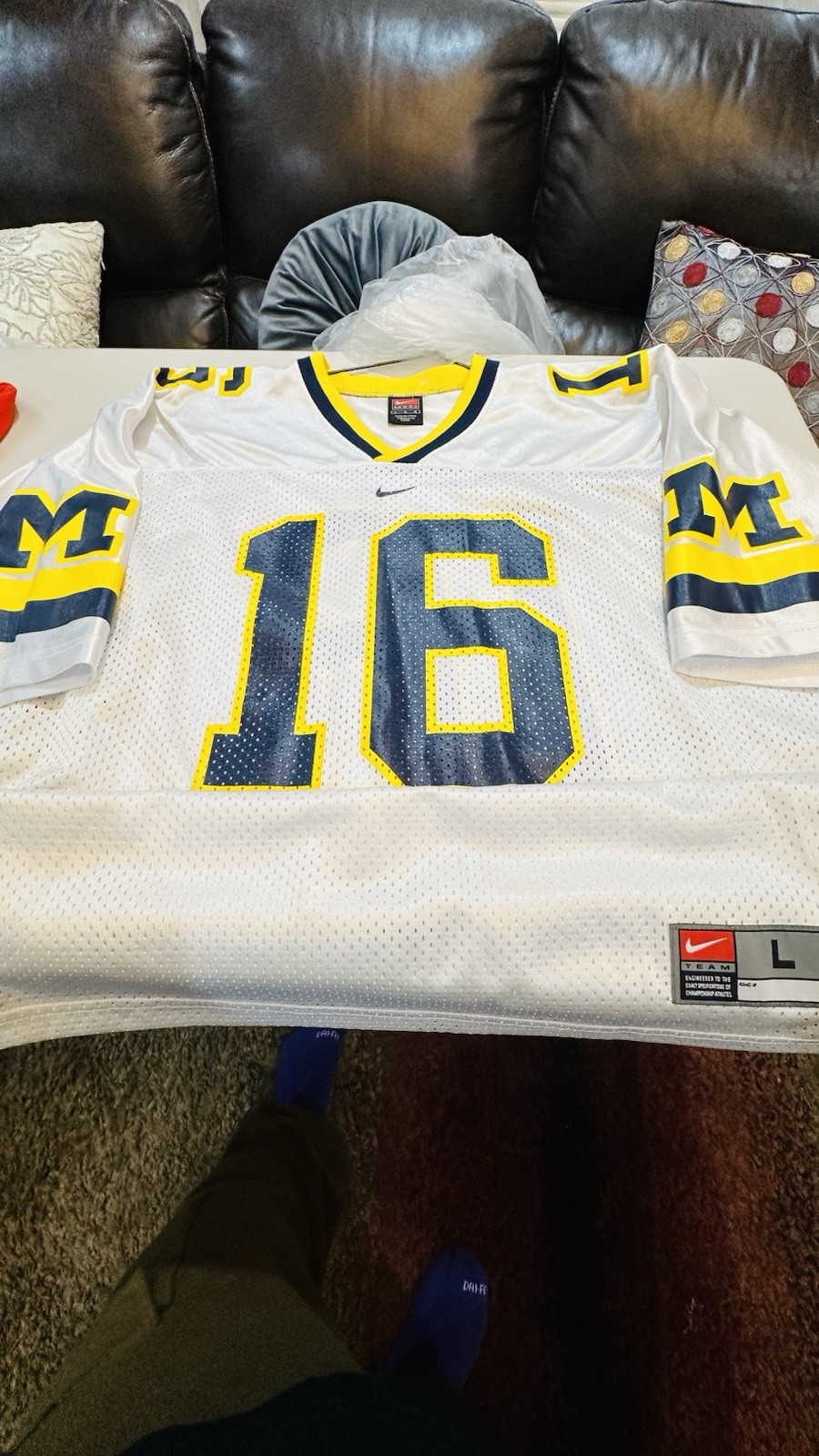 VTG University of Michigan Wolverines Nike Team Football Jersey #16 Size L White