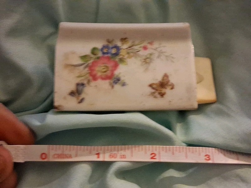 Vintage Indispensable Dispenser Germany Porcelain Toothpaste Butterfly + Flowers